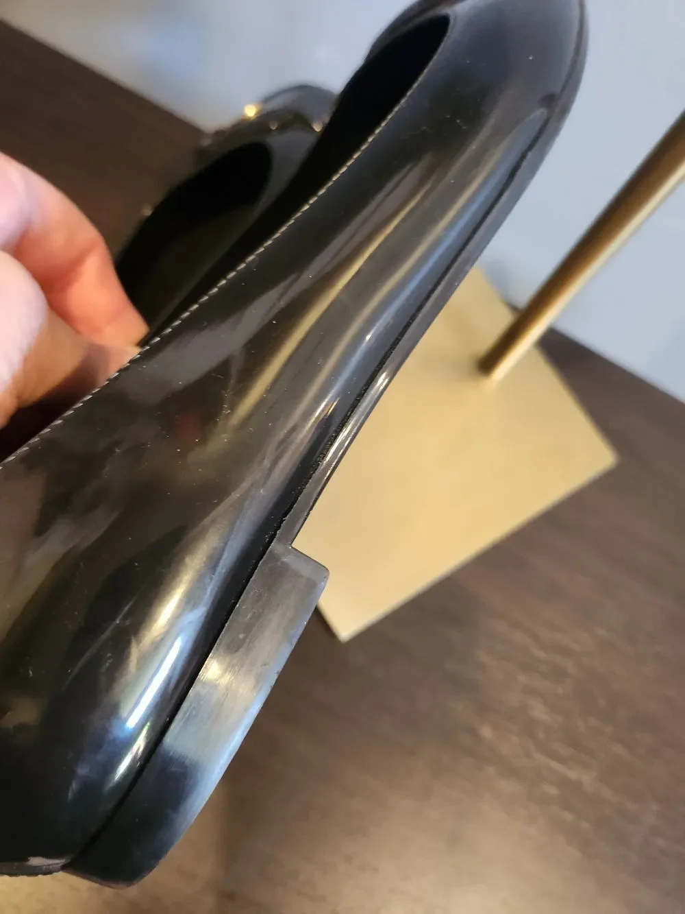 Fendi Black Patent Leather Ballet Flats with Gold Buckle Accent